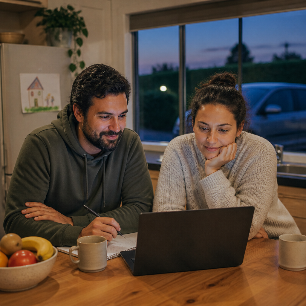Couple on a video call with a mortgage adviser about a car loan and home loan - Simpler Mortgages